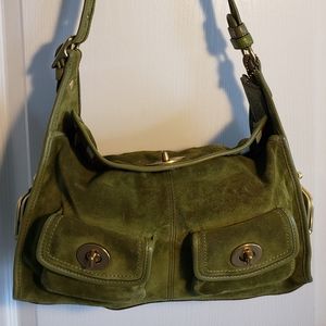 Pre-loved COACH moss Green suede shoulder bag